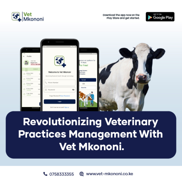 Vet Mkononi app screenshot showing livestock records